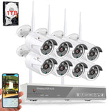 10CH 5MP/2K HD Wifi NVR KIT with 8pcs 3MP Bullet Wireless IP Mic Camera with 1TB Hardisk System Wireless NVR Kit P2P Outdoor IR Night Vision SecuritVisit the tomvision Store