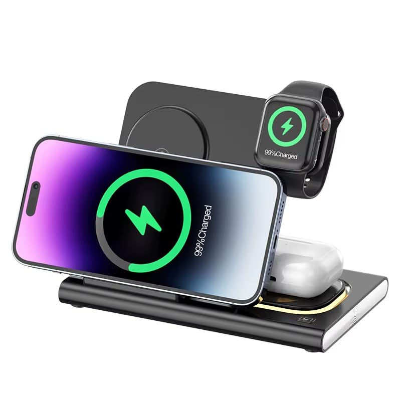 4 - in - 1 Multi - Devices Magnetic Wireless Charging Station with Night LightGeneric