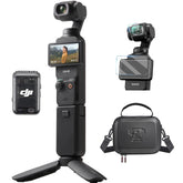 DJI Osmo Pocket 3 Creative Bundle with Tempered Glass and Bag, Vlog Camera 4K with 1-Inch CMOS and 4K/120fps Video, 3-Axis Stabilization, Digital Camera, Fast Focusing, Includes Microphone
