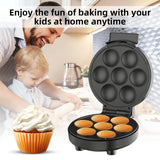 Electric Cake Pop Maker, 1000W Mini Machine Makes 7 Cake Pops in Minutes, Non-Stick Surface for Easy Cleanup, Fun Kitchen Appliance for Kids & Parties (White)