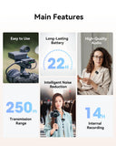 Hollyland LARK MAX Wireless Microphone, ENC Noise Canceling, Studio Audio Quality, 22H Duration, 820ft Range, 8GB Storage Recording Mic, Compatible with DSLR Camera, iPhone, Android and PC, black