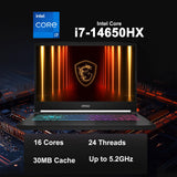 msi Katana 15.6” 165Hz QHD Gaming Laptop Computer, 14th Gen Intel Core i7-14650HX, NVIDIA Geforce RTX 5070, 16GB DDR5 RAM, 1TB NVMe SSD, RGB Keyboard, Windows 11 Pro