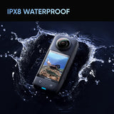 Insta360 X3-360 Degree Waterproof Action Camera with 1/2" Sensor, 5.7K 360, 72MP 360 Photos, Stabilisation, 2.29" Touch Screen, AI Editing, Live Streaming, Webcam, Voice Control with 64GB Memory Card