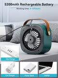 Air Conditioner Portable - 5200mAh Rechargeable Personal Air Cooler, Mini Air Conditioner with 3 Speeds, Quiet Desk Cooling Fan for Home, Bedroom, Travel, Office, Outdoor, Indoorhoniitaa