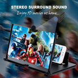 Cinyiuze 14'' 3D Phone Screen Magnifier – HD Magnifier Projector Screen Enlarger for Videos, Movies, Games – Foldable Phone Stand with Screen Amplifier – Supports All Smartphones (Black)Cinyiuze