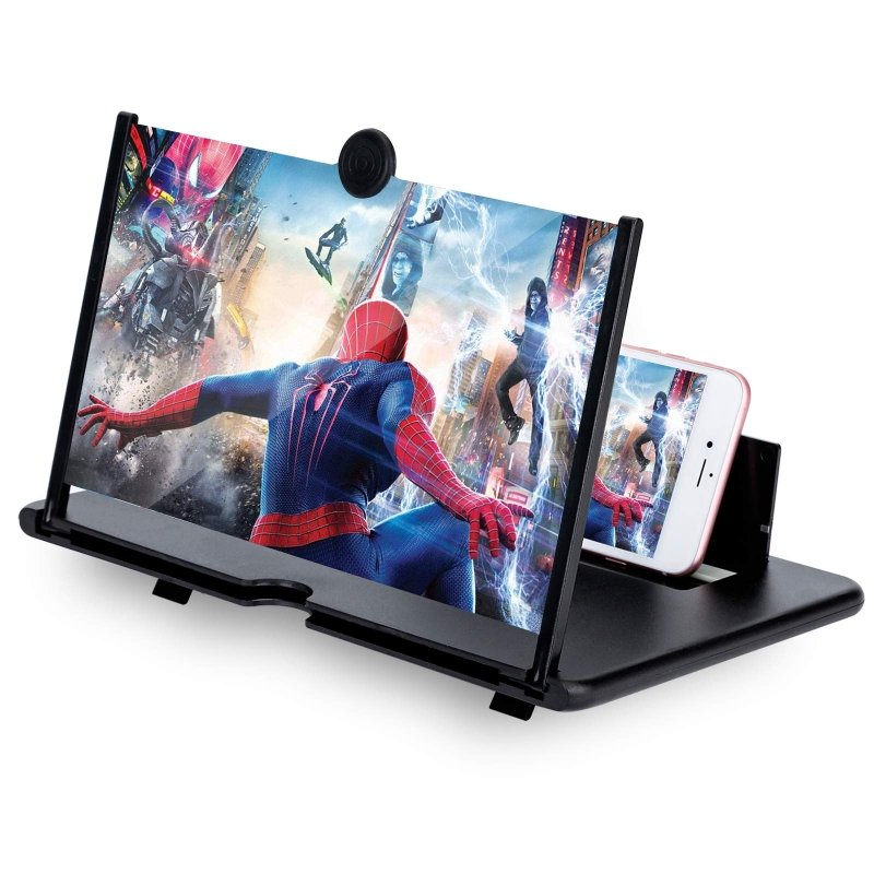 Cinyiuze 14'' 3D Phone Screen Magnifier – HD Magnifier Projector Screen Enlarger for Videos, Movies, Games – Foldable Phone Stand with Screen Amplifier – Supports All Smartphones (Black)Cinyiuze