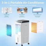 Evaporative Air Cooler, TDOO Cooling Fan with 3 Modes & 3 Speeds, Windowless Air Conditioner with 12 - H Timer Remote Control,Portable ac Unit w/ 10L Water Tank, Fast Cooling for RoomTDOO