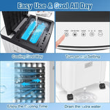 Evaporative Air Cooler, TDOO Cooling Fan with 3 Modes & 3 Speeds, Windowless Air Conditioner with 12 - H Timer Remote Control,Portable ac Unit w/ 10L Water Tank, Fast Cooling for RoomTDOO