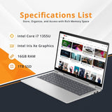 HP ENVY X360 14 - ES0033DX 2 in 1 Laptop, Intel Core i7 - 1355U,16GB DDR4 RAM,1TB SSD 14 Inch FHD IPS touch Display, Intel Iris Xe Graphics, Windows 11, Natural Silver - English KeyboardHP