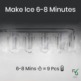 JINOU Ice Maker - 2L Refillable Water Tank – Made with Premium Quality Abs Material, Updated Electronics & Cooling System - Ice Cube Maker Produces 12 Kg Ice In 24 HoursJinou