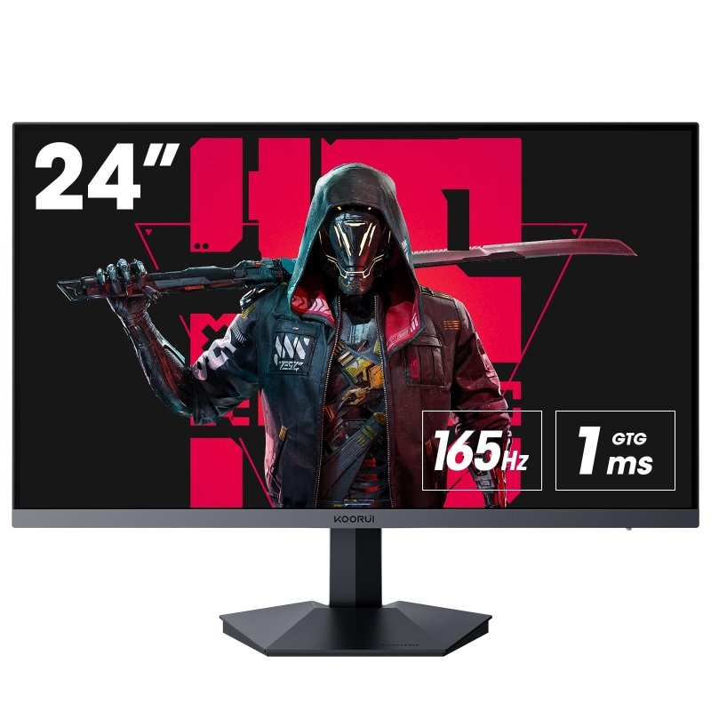 KOORUI 24 Inch Gaming Monitor, 165Hz 1080p 1ms IPS, Adaptive Sync, PC Monitor HDMI, Tilt Adjustable, Eye Care, VESA Wall Mountable (FHD 1920x1080, DisplayPort) BlackKOORUI