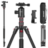 Neewer 77 - Inch Tripod, Camera Tripod for DSLR, 2 - in - 1 Compact Aluminum Tripod Monopod with 360 Degree Ball Head, 2 Center Axis, QR Plate and 8 Kilograms Load for Travel and Work, Carry Bag IncludedVisit the NEEWER Store