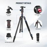 Neewer 77 - Inch Tripod, Camera Tripod for DSLR, 2 - in - 1 Compact Aluminum Tripod Monopod with 360 Degree Ball Head, 2 Center Axis, QR Plate and 8 Kilograms Load for Travel and Work, Carry Bag IncludedVisit the NEEWER Store