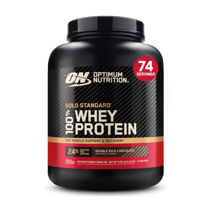 Optimum Nutrition (ON) Gold Standard 100% Whey Protein Powder Primary Source Isolate, 24 Grams of Protein for Muscle Support and Recovery - Double Rich Chocolate, 5 Lbs, 74 Servings (2.27 KG)Visit the Optimum Nutrition Store