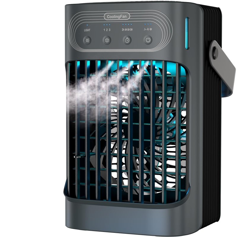 Small Portable Air Conditioner, LEAEYFE 3 Higher Speeds With 800ml Extra Large Water Tank, 120° Oscillating Mini Cooler Works Within 9 Feet, 2/8 Hour Timer,For Desk, Home, bed and Living RoomLEAEYFE