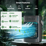 Small Portable Air Conditioner, LEAEYFE 3 Higher Speeds With 800ml Extra Large Water Tank, 120° Oscillating Mini Cooler Works Within 9 Feet, 2/8 Hour Timer,For Desk, Home, bed and Living RoomLEAEYFE