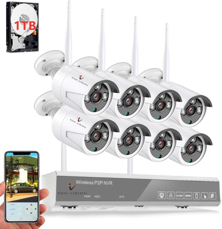 10CH 5MP/2K HD Wifi NVR KIT with 8pcs 3MP Bullet Wireless IP Mic Camera with 1TB Hardisk System Wireless NVR Kit P2P Outdoor IR Night Vision SecuritVisit the tomvision Store