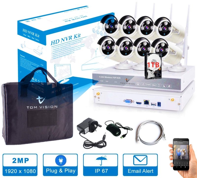 10CH 5MP/2K HD Wifi NVR KIT with 8pcs 3MP Bullet Wireless IP Mic Camera with 1TB Hardisk System Wireless NVR Kit P2P Outdoor IR Night Vision SecuritVisit the tomvision Store