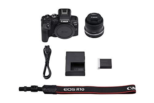 Canon EOS R10 Mirrorless Camera + RF-S 18-45 mm F4.5-6.3 is STM Lens (Hybrid Camera, DSLR Upgrade, 15 B/s, 4K Videos, Dual Pixel CMOS AF II Focus System, WiFi), Black
