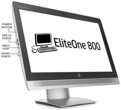 HP EliteOne 800 G3 All-in-One Desktop, 24" Display, Intel Core i5-7500 (3.2GHz), 8GB RAM, 256GB SSD, Windows 11 Pro, Wireless Keyboard+Mouse, Renewed (Black/Silver)