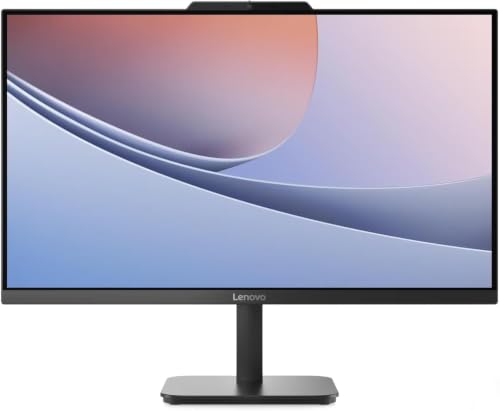 Lenovo AIO V100 All-in-One Desktop 23.8" FHD IPS Display, Intel N100 (i3 Alternative), 16GB DDR4, 512GB SSD, Wi-Fi 6, Windows 11 Pro, Wired Keyboard & Mouse, (Black-Upgraded)