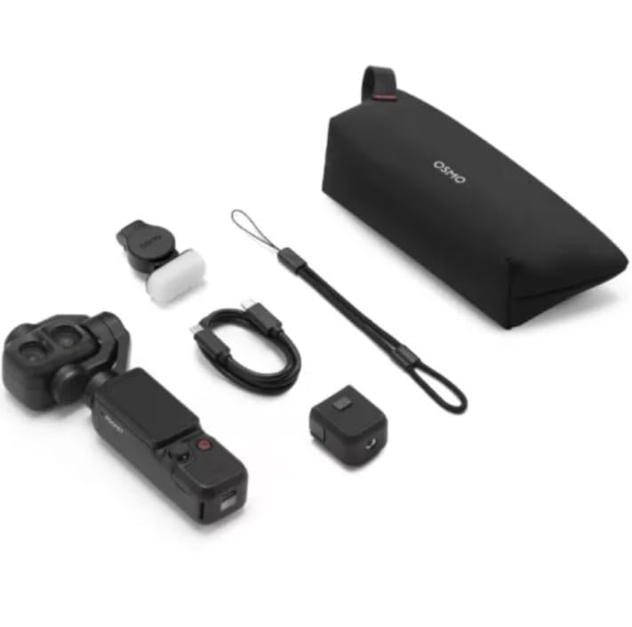 DJI Osmo Pocket 4P Standard Combo 1-inch CMOS wide-angle lens, 4K/60fps,103GB of Fast Internal Flash Memory 2.0-inch Rotatable 1,000-nit OLED Touchscreen-(Black)