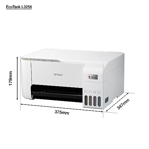 Epson EcoTank L3256 Home ink tank printer A4, colour, 3 in 1 with WiFi and SmartPanel App connectivity, White, Compact