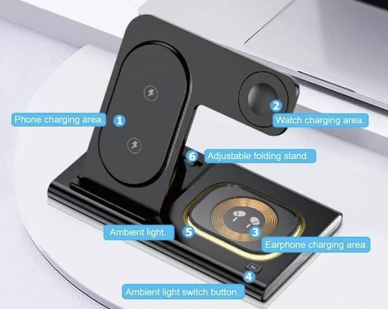 4 - in - 1 Multi - Devices Magnetic Wireless Charging Station with Night LightGeneric