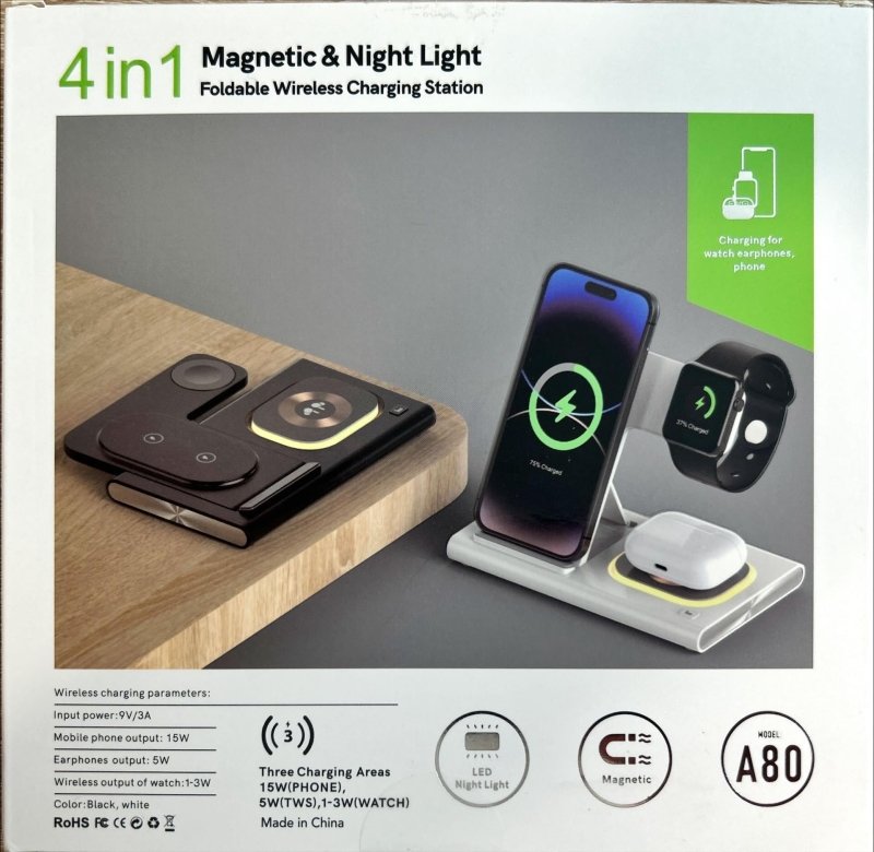 4 - in - 1 Multi - Devices Magnetic Wireless Charging Station with Night LightGeneric