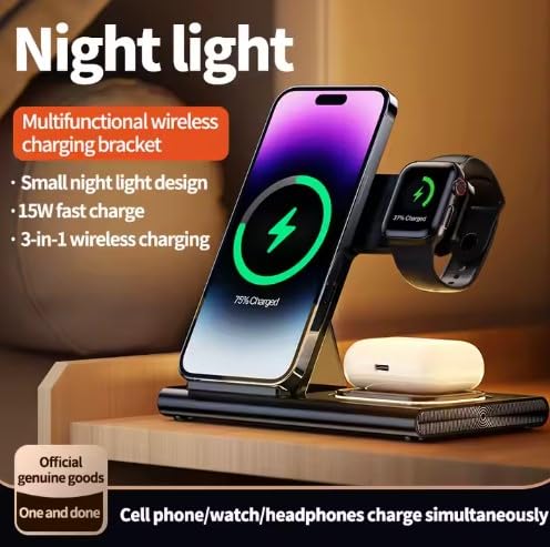 4 - in - 1 Multi - Devices Magnetic Wireless Charging Station with Night LightGeneric