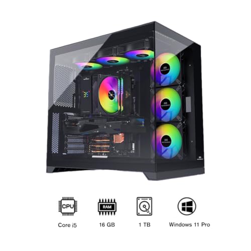 INFINIARC RTX 3050 GAMING DESKTOP PC (CUBE Case, B760 Motherboard, RTX 3050 6GB GPU, Core i5 CPU, 16GB DDR4 RAM, 1TB SSD M.2, Digital ARGB Air Cooler, 750W Gold PSU, Windows Pro), Black