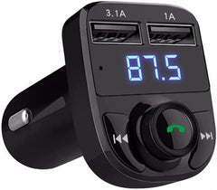 Crown Tech FM Transmitter for Car, Bluetooth 5.0 Radio Car Receiver Adapter with Hands-Free Calling and FM Transmitter MP3 Player, Dual USB Charging Port 3.1A and 1A, Support SD Card and USB Disk