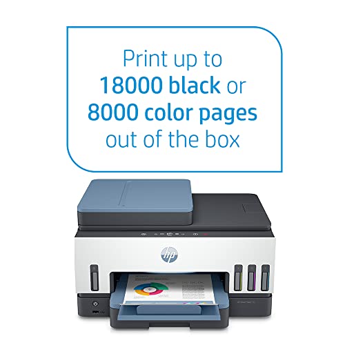 HP Smart Tank 795 All-in-One Printer wireless, Print, Scan, Copy, Fax, Auto Duplex Printing, Document Feeder, Print up to 18000 black or 8000 color pages, White/Blue [28B96A]