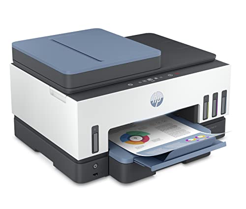 HP Smart Tank 795 All-in-One Printer wireless, Print, Scan, Copy, Fax, Auto Duplex Printing, Document Feeder, Print up to 18000 black or 8000 color pages, White/Blue [28B96A]