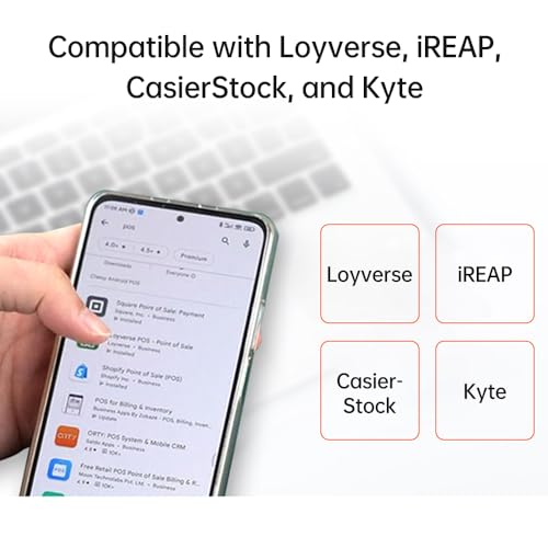 Eacam Portable Receipt Printer, Mini Thermal Printing with 2 Inch Thermal Paper Roll Compatible with Android/iOS/System for Billing in Hotels Shops Restaurants Malls Supermarkets Warehouses