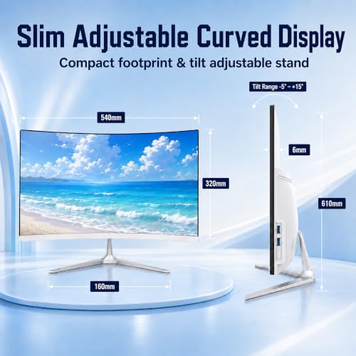 All-in-one computer 23.8 inch curved screen,slim design for office