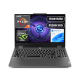 Lenovo LOQ 15ARP10E Gaming Laptop, 15.6" FHD 144Hz Display, AMD Ryzen 7 170, 16GB DDR5 RAM, 512GB SSD, NVIDIA GeForce RTX 4050 6GB, White Backlit ENG Keyboard, Luna Grey