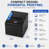 AL BASEET BAS-164 80mm Thermal Receipt Printer, High-Speed Direct Thermal POS Billing Printer, Inkless Receipt Printer for Windows, Mac & Linux, Retail, Restaurant, Supermarket, Cafe & CheckoutCounter