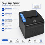 AL BASEET BAS-164 80mm Thermal Receipt Printer, High-Speed Direct Thermal POS Billing Printer, Inkless Receipt Printer for Windows, Mac & Linux, Retail, Restaurant, Supermarket, Cafe & CheckoutCounter