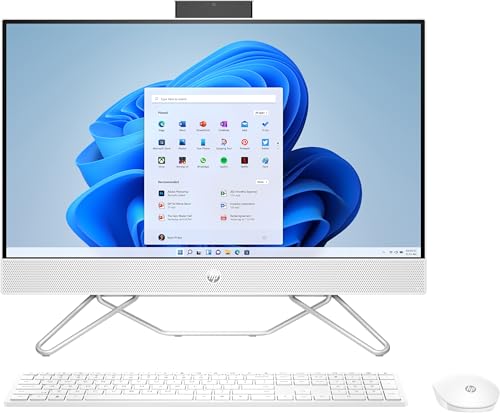 HP (Upgraded) All-in-One Desktop 24 With 23.8" FHD Display -Intel Core i3-1215U processor- Intel UHD Graphics - 8GB DDR4 RAM - 512GB NVMe SSD - USB White Wired Keyboard & Mouse -Win 11 - Starry White