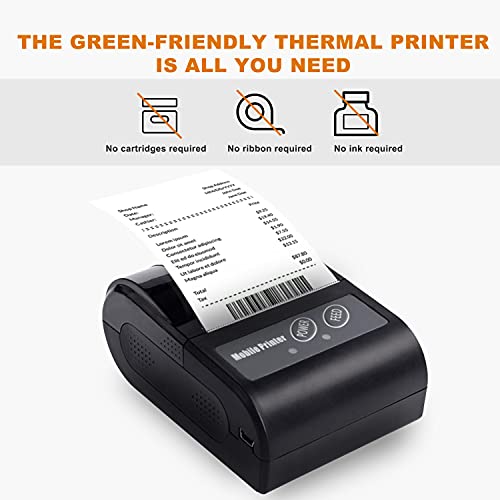 Rongta Mobile Bluetooth Receipt Printer, Mini Portable Thermal POS Printers 58MM for ESC/POS, Compatible with Android/Windows, DO NOT Support Square/iOS/ipad/iPhone, RPP02N (Black)