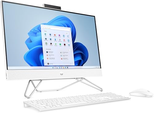 HP (Upgraded) All-in-One Desktop 24 With 23.8" FHD Display -Intel Core i3-1215U processor- Intel UHD Graphics - 8GB DDR4 RAM - 512GB NVMe SSD - USB White Wired Keyboard & Mouse -Win 11 - Starry White