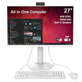All in One Computer, 27 inch All in One Desktop Computer with I5-3380M CPU 8GB DDR3 256GB SSD 1920x 1080 Screen, 5MP Retractable Hidden Camera, Arabic Wired Keyboard & Wired Mouse Arabic system