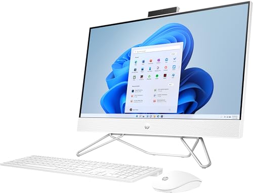 HP (Upgraded) All-in-One Desktop 24 With 23.8" FHD Display -Intel Core i3-1215U processor- Intel UHD Graphics - 8GB DDR4 RAM - 512GB NVMe SSD - USB White Wired Keyboard & Mouse -Win 11 - Starry White