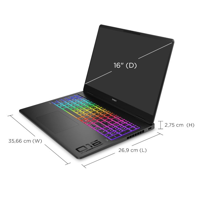 HP OMEN MAX Gaming Laptop 16-AH0014NE | 16" WQXGA Display | Intel Core Ultra 9-275HX | 64GB DDR5 RAM | 2TB SSD | 16GB NVIDIA GeForce RTX 5080 | Windows 11 | Shadow black | En/Ar Keyboard | UAE Version
