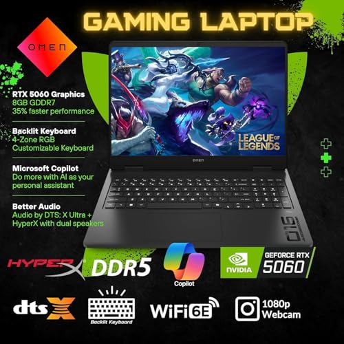 HP OMEN 16 Gaming Laptop 16 FHD 144Hz Display AMD Ryzen 9 8940HX NVIDIA RTX 5060 8GB 16GB RAM | 512GB SSD Windows 11 Black (Office 365)