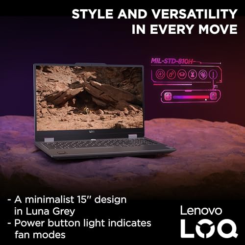 Lenovo LOQ 15ARP9 With AI Chip, 15.6" FHD IPS 100% SRGB 144Hz Display, Ryzen 7 7435HS, 24GB RAM, 1TB SSD, RTX 4070 8GB GDDR6 GPU, Backlit Eng-Arb, Win11, Luna Grey - [83JC008CAX]