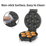 Electric Cake Pop Maker, 1000W Mini Machine Makes 7 Cake Pops in Minutes, Non-Stick Surface for Easy Cleanup, Fun Kitchen Appliance for Kids & Parties (White)
