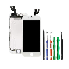 HKHuibang Screen Replacement Compatible for iPhone 6 6G LCD Screen Replacement White 4.7 Inch LCD Display Frame Touch Digitizer Full Assembly with Front Camera Earpiece and Tools Kit