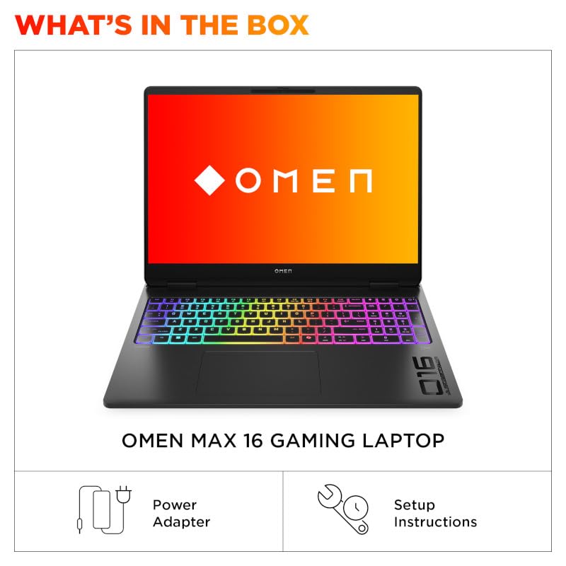 HP OMEN MAX Gaming Laptop 16-AH0014NE | 16" WQXGA Display | Intel Core Ultra 9-275HX | 64GB DDR5 RAM | 2TB SSD | 16GB NVIDIA GeForce RTX 5080 | Windows 11 | Shadow black | En/Ar Keyboard | UAE Version